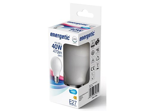 Foto van Energetic LED GLS E27 4-40W 4000K mat glas Energetic LED GLS E27 4-40W 4000K mat glas