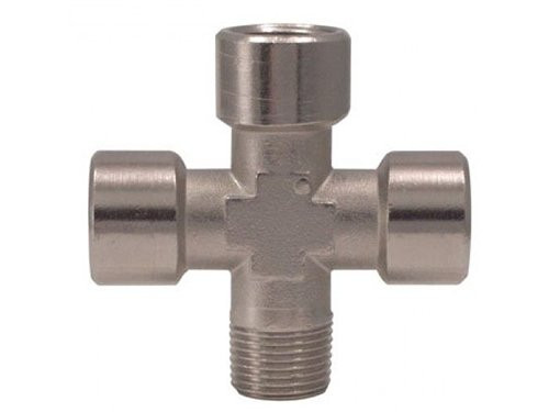 Foto van 4-WEGSTUK 3X3/8"I X 3/8"U MESSING VERNIKKELD 4-WEGSTUK 3X3/8"I X 3/8"U MESSING VERNIKKELD