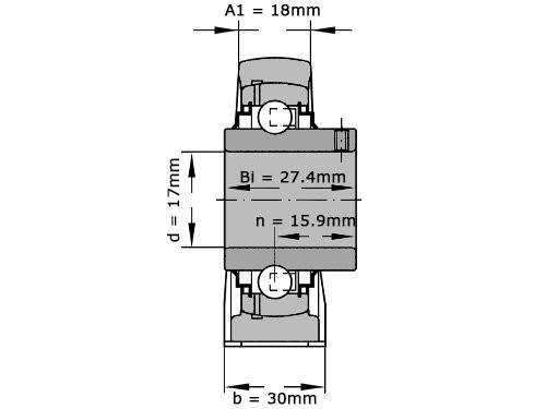 INA Lagerblok Staand RASEY17 (17mm)