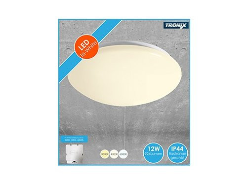 Foto van LED Plafonniere 280mm wit 12W Tri-White IP44 LED Plafonniere 280mm wit 12W Tri-White IP44