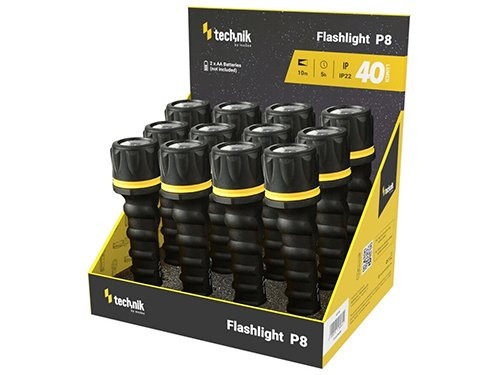 Foto van Technik LED zaklamp rubber 2xAA 40 lumen Technik LED zaklamp rubber 2xAA 40 lumen