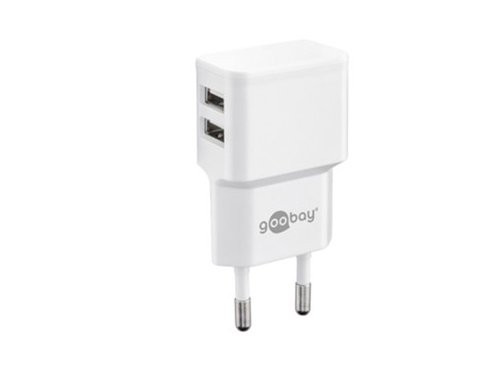 USB lader haaks dubbel 2,4A wit