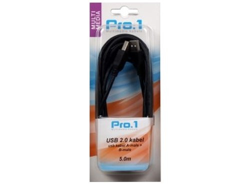 USB kabel A-male -> B-male 5m