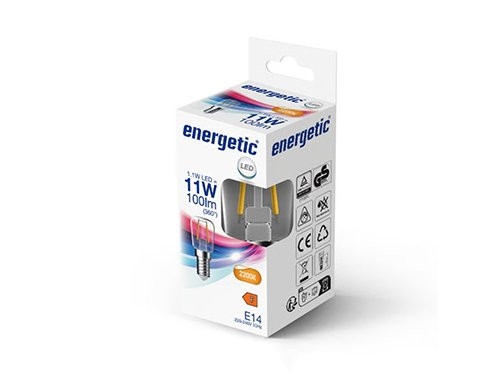 Energetic LED buislamp T25 E14 1,1-11W 2200K filament helder