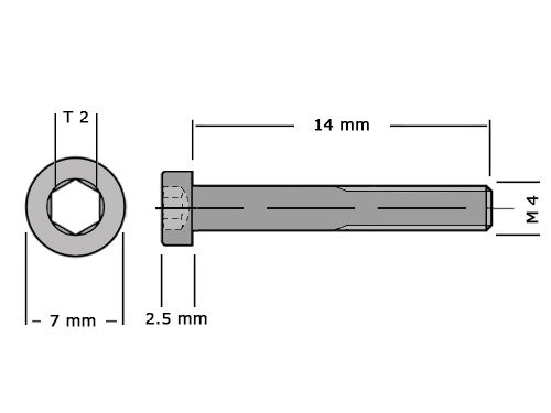 Lage cilinderbout met binnenzeskant DIN 7984 M4x14 RVS A2