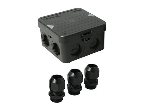 Kabeldoos Attema AK1 + 3 wartels M25 IP65 zwart