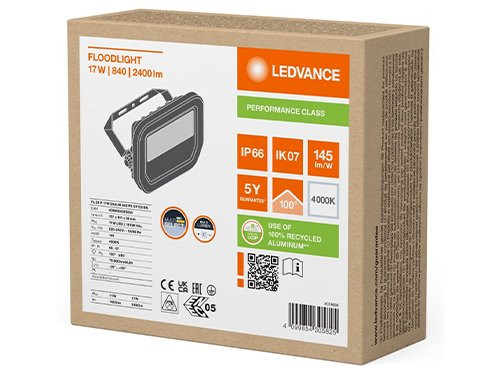 LED Bouwlamp 17W 4000K zwart