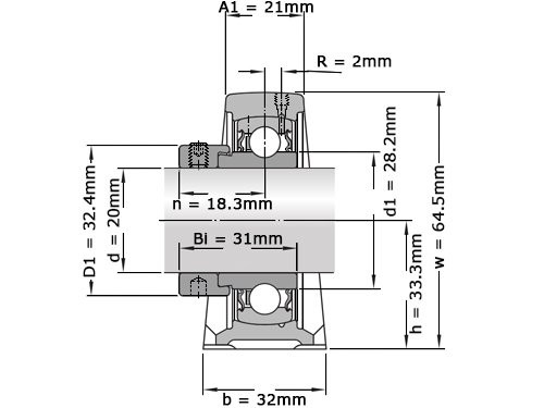 SKF Lagerblok Staand SYF20 FM (20mm)