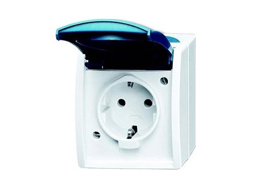 Foto van Busch Jaeger SWD opbouw stopcontact wcd RA blauw Busch Jaeger SWD opbouw stopcontact wcd RA blauw