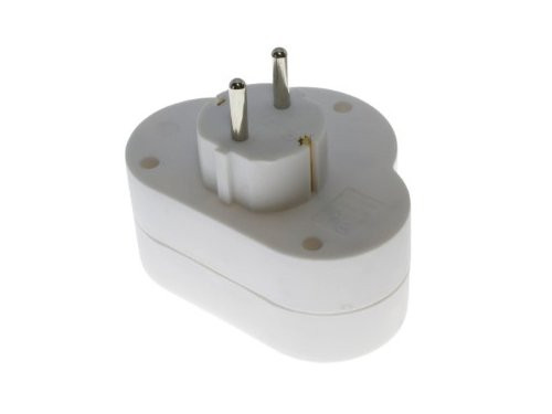 Foto van Randaarde stekkeradapter 2-voudig met schakelaar wit Randaarde stekkeradapter 2-voudig met schakelaar wit