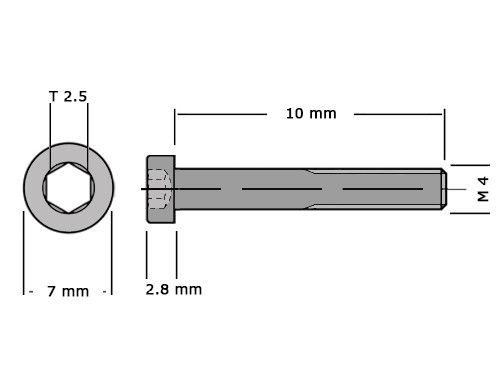Lage cilinderbout met binnenzeskant DIN 7984 M4x10 8.8 Verzinkt