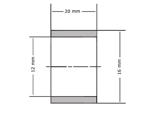 Glijlager Sinterbrons BP25 12x16x20mm