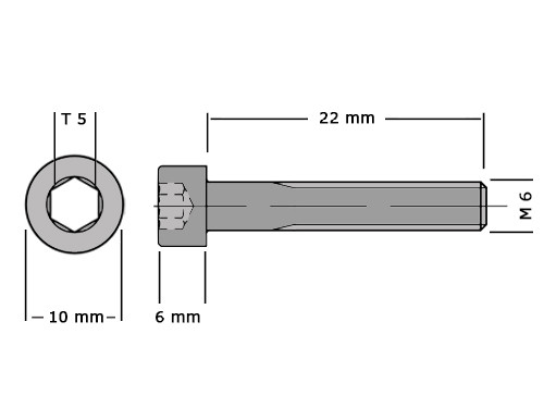 Cilinderbout met binnenzeskant DIN 912 M6x22 8.8 Verzinkt