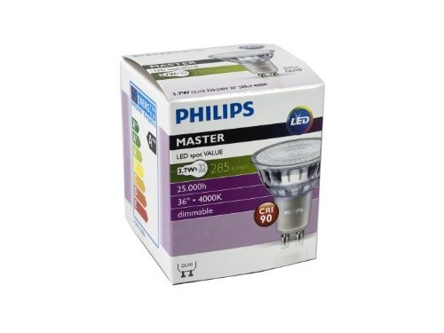 Foto van Philips LED spot GU10 3,7-35W 4000K dimbaar Philips LED spot GU10 3,7-35W 4000K dimbaar
