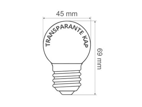 LED kogellamp E27 helder warm wit 1W 2000 kelvin