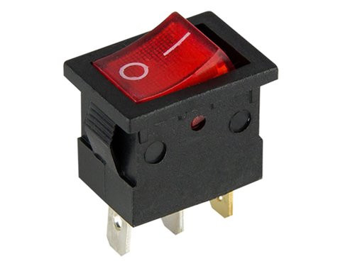 Wipschakelaar 1p aan-uit klein zwart/rood verlicht