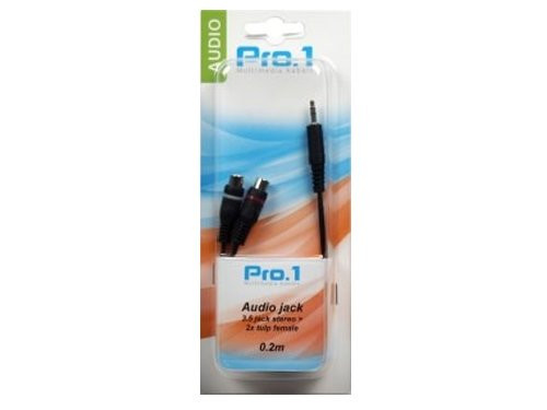Audio 3,5 jack stereo ->2 tulp female 20cm