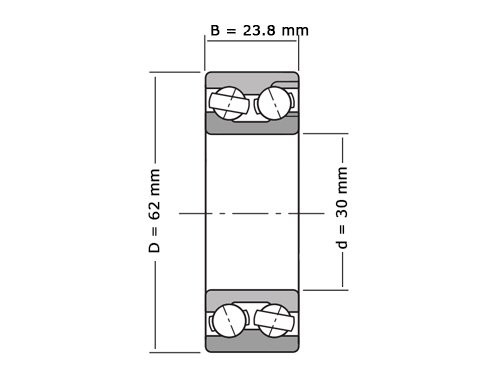 SKF Hoekcontactlager Tweerijig 3206 A 2RS1 TN9 MT33 (30x62x23.8mm)