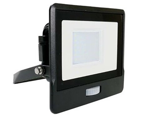 Foto van V-TAC LED Bouwlamp 20W 3000K zwart met sensor + kabelinvoer V-TAC LED Bouwlamp 20W 3000K zwart met sensor + kabelinvoer
