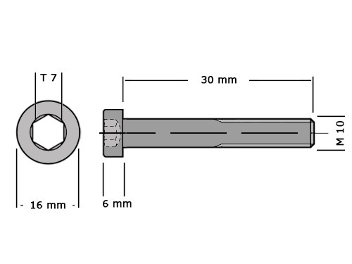 Lage cilinderbout met binnenzeskant DIN 7984 M10x30 8.8 Verzinkt