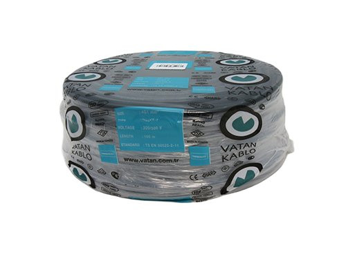 Kabel H05VV-F VMVL rond 3x1qmm zwart 100 Meter