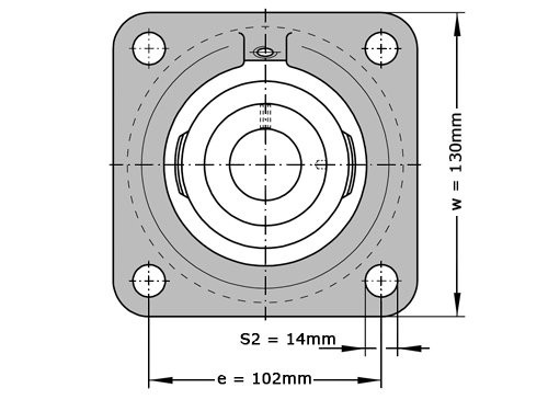 Foto van INA Lagerblok Vierkant PCJ40 TV FA125.5 (40mm) INA Lagerblok Vierkant PCJ40 TV FA125.5 (40mm)