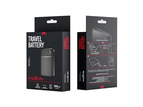 Foto van Powerbank 5.000mA zwart USB + USB-C Powerbank 5.000mA zwart USB + USB-C