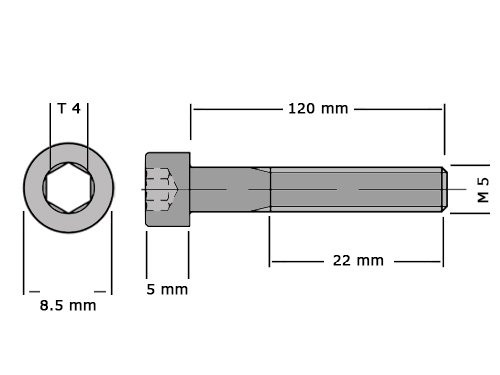 Cilinderbout met binnenzeskant DIN 912 M5x120 RVS A2
