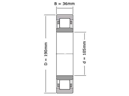 NKE Cilinderlager Eenrijig NU221 E M6 C3 SQ77 (105x190x36mm)