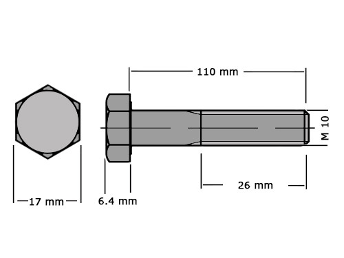 Zeskanttapbout Deeldraad DIN 931 M10x110 RVS A2