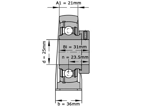 INA Lagerblok Staand PASE25 N (25mm)