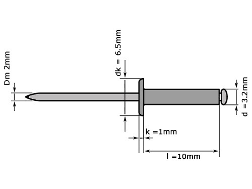 Blindklinknagel DIN 7337 Platbolkop 3.2x10mm Staal Verzinkt/Staal Verzinkt