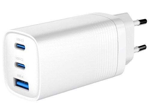USB + 2x USB-C snellader 67W wit