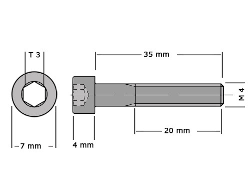 Cilinderbout met binnenzeskant DIN 912 M4x35 8.8 Verzinkt