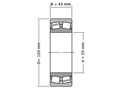 JTEKT - Koyo Tonlager Zelfinstellend 22311 Cilindrisch RZ W33 (55x120x43mm)