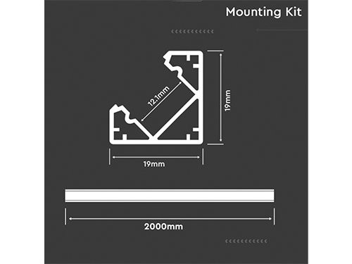 Foto van LED hoekprofiel opbouw 19x19mm 2m mat LED hoekprofiel opbouw 19x19mm 2m mat