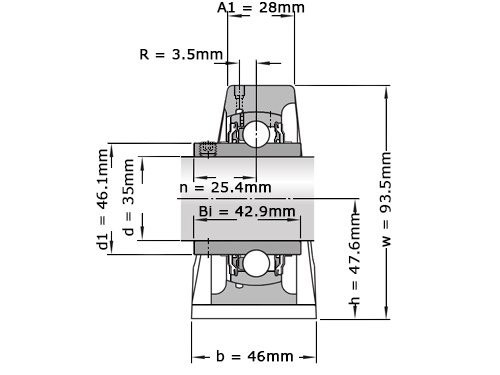 SKF Lagerblok Staand UCP207 H (35mm)
