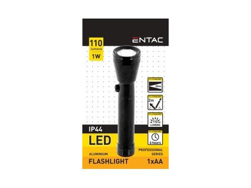LED zaklamp 1W aluminium zwart 1xAA