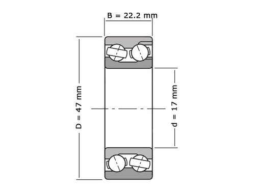 NSK Hoekcontactlager Tweerijig 3303 B 2RS RT NG C3 (17x47x22.2mm)