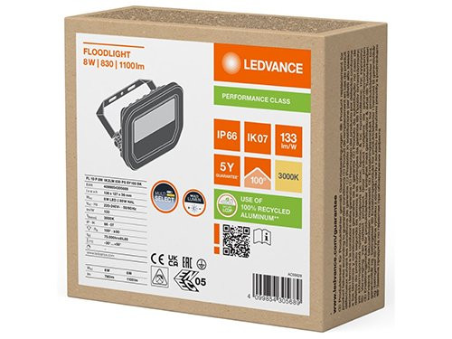 Foto van LED Bouwlamp 8W 3000K zwart LED Bouwlamp 8W 3000K zwart