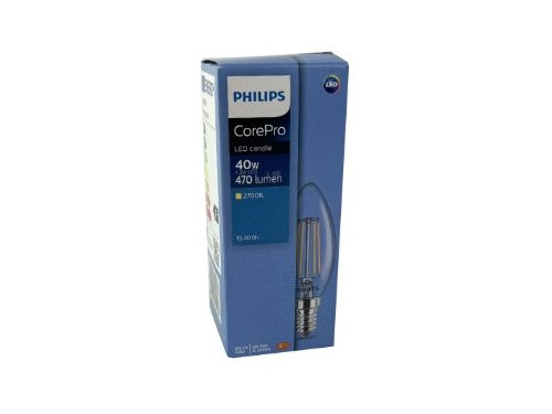 Foto van Philips LED kaars E14 4,3-40W 2700K filament helder Philips LED kaars E14 4,3-40W 2700K filament helder
