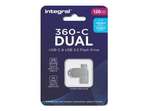 USB stick 128GB Metal Dual USB-C en USB 3.0