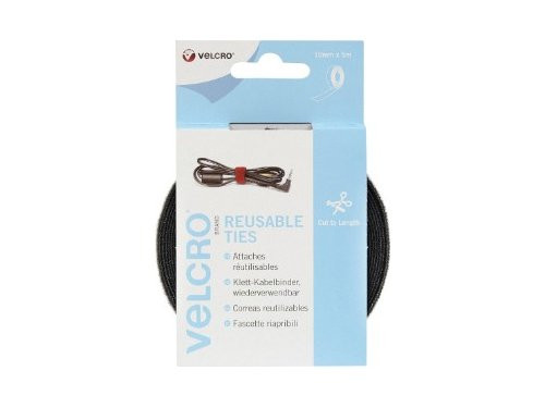 Klittenband zwart rol 5 meter lang 10mm breed