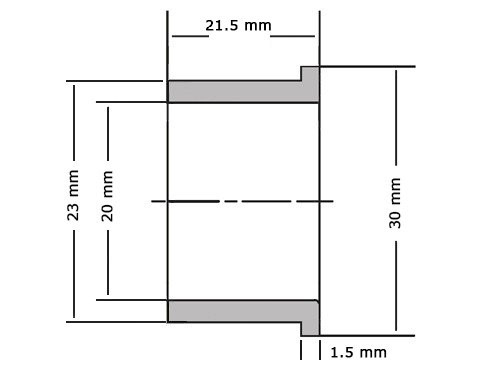 Foto van Flensglijlager PAF20215 P14 Gerold Staal / PTFE (20x23x21.5/30x1.5mm) Flensglijlager PAF20215 P14 Gerold Staal / PTFE (20x23x21.5/30x1.5mm)