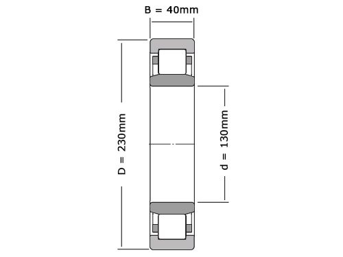 Foto van NKE Cilinderlager Eenrijig NU226 E M6 (130x230x40mm) NKE Cilinderlager Eenrijig NU226 E M6 (130x230x40mm)