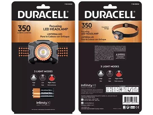 Foto van Duracell hoofdlamp Focusing 350 lumen Duracell hoofdlamp Focusing 350 lumen