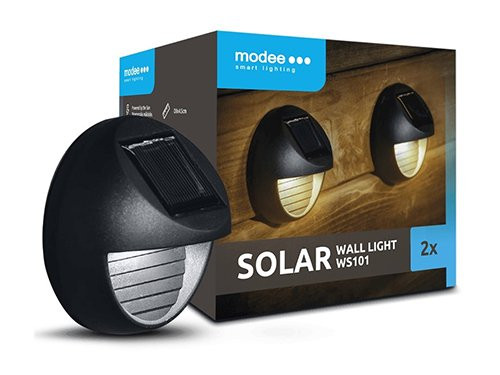 LED Solar wandlamp 8cm set a 2 stuks warmwit