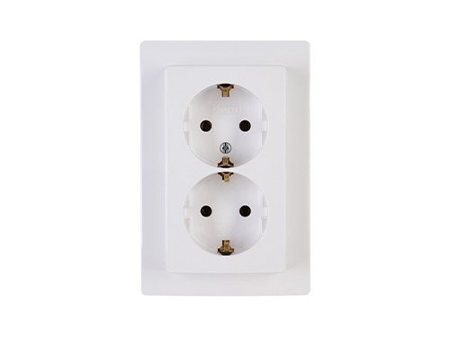 Foto van Kopp HK05 arctic wit inbouw stopcontact wcd RA dubbel Kopp HK05 arctic wit inbouw stopcontact wcd RA dubbel