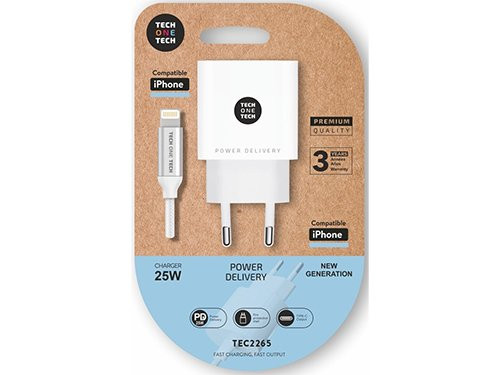 USB-C lader 25w PD wit + Lightning kabel 1m