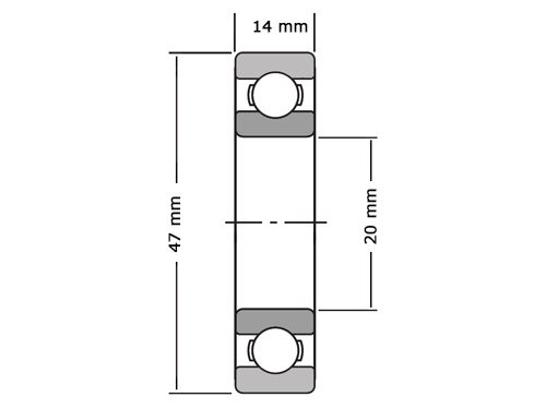JTEKT - Koyo Kogellager 6204 2RS C3 (20x47x14mm)